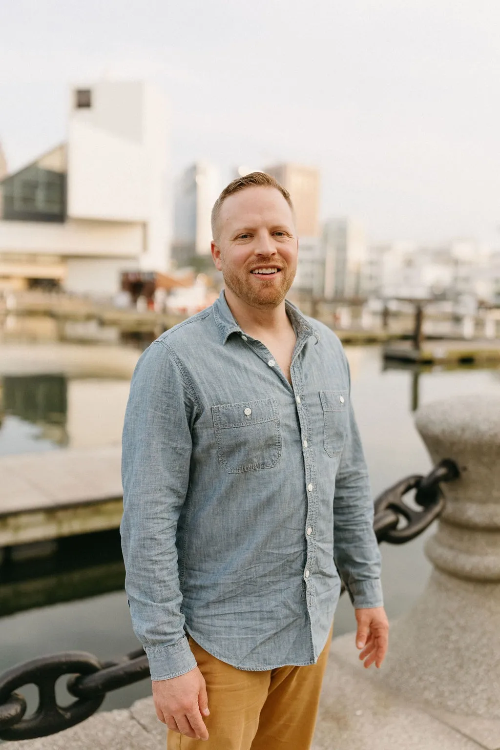 Nathan Noll standing on the Cleveland lakefront